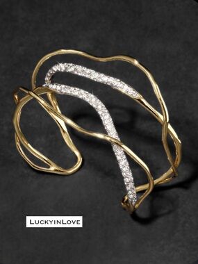 ALEXIS BITTAR • Solanales Gold Silver Crystal Cuff Bracelet